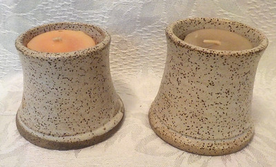 Set of 2 SPARTA, TN Stoneware Votive Candle Holders Signed Thor McNeil 2005