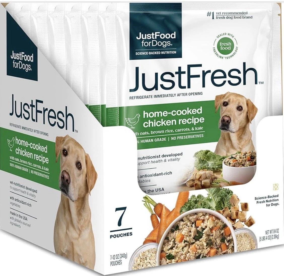 JustFoodForDogs JustFresh Chicken Dog Food 12oz 7-Pack – Human Grade