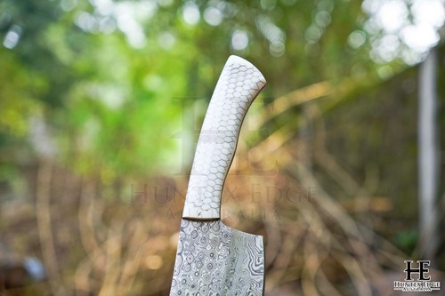 HUNTEX Handmade Damascus Blade 305mm Full-Tang Heavy Duty Exotic Chopper Cleaver - Afbeelding 13 van 14