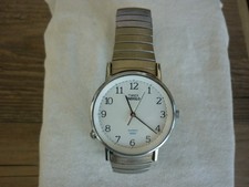 VINTAGE TIMEX INDIGLO QUARTZ WATCH MENS EZ READ WHITE DIAL NEW BATTERY