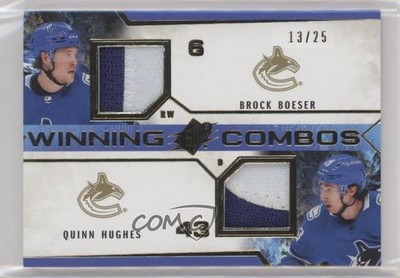 2021-22 SPx Premium 13/25 Quinn Hughes Brock Boeser #WC-BBQH Patch 11pm