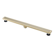 36 Inch Linear Shower Drain with Hair Strainer, Brushed Gold Stainless Steel