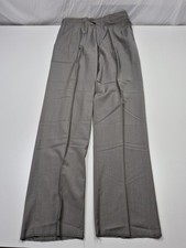 John Alexander Dress Pants Mens 36x37 Gray Wool Pleated Super 120s Unhemmed