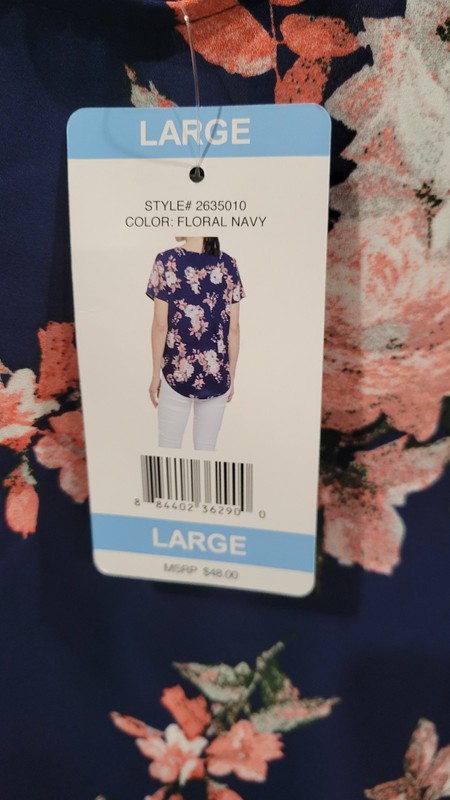 Chelsea & Theodore Women’s Floral Chiffon V-Neck Blouse Short Sleeve L