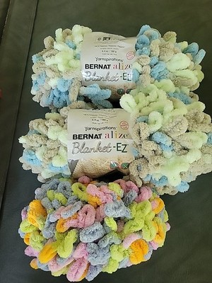 Bernat Alize Blanket EZ Yarn - 3 Packs of 180g/6.4 oz - 100% Polyester Jumbo 7
