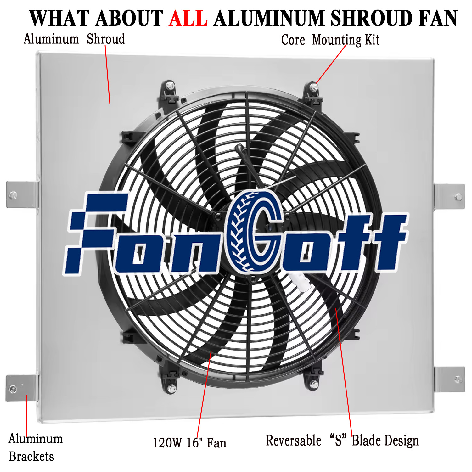 Aluminum Radiator's Shroud Fan FIT 05-10 Jeep Commander Grand Cherokee 3.7L/4.7L