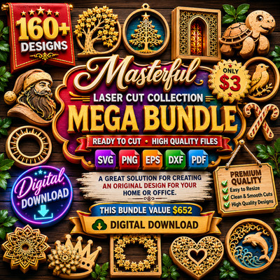 160+ Laser Cut Wall Art SVG Bundle | Glowforge SVG Files | Digital Download