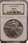 1993 $1 American Silver Eagle Dollar NGC MS69