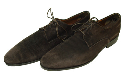 Men s 8 D NAVYBOOT Brown Suede Derby Blucher Plain Toe Dress Shoes Made In Italy