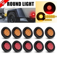 5-10pc 2" Round Red White LED Trailer Sider Marker Lights w/Grommet for Truck RV