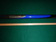 Lucasi Hybrid Pool Cue -Blue Mist and Black with Sport Wrap Low Deflection
