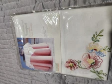 Martha Stewart Everyday 36" Square Decorative Table Overlay Sprigs& Berries Blue