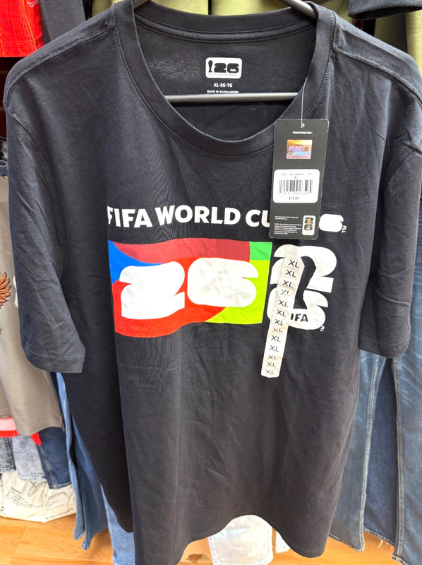 FIFA World Cup 2026 Canada Mexico USA Cities T-Shirt Black Men's XL New With Tag