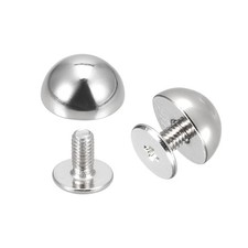 10mmx6mm Screw Back Rivets Solid Round Head Leather Studs Silver 20 Sets