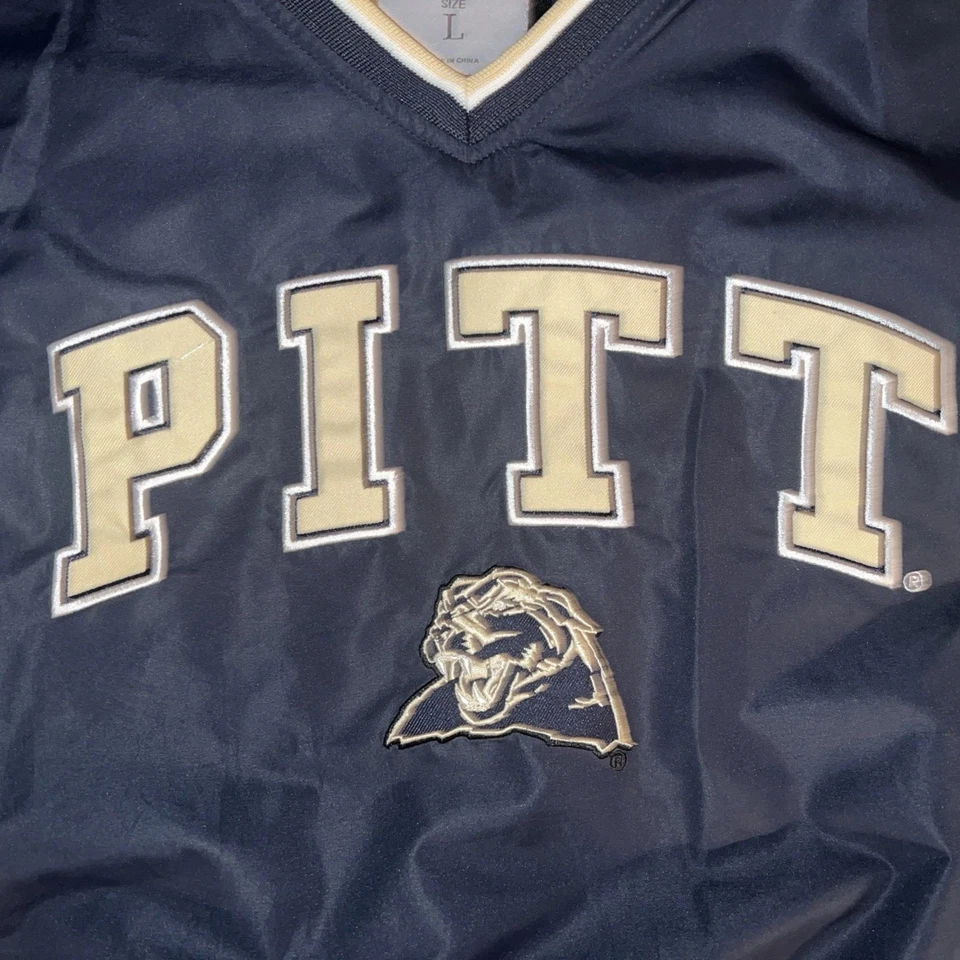 PULLOVER VTG Athletic Pittsburgh Panthers Pitt V-Neck Blue Large Football. - Image 3 of 4
