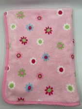 Gerber Flowers Baby Girl Blanket Pink Blue Green White Floral 29x38