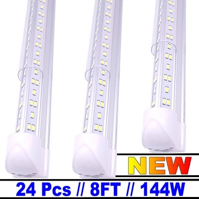 8Ft LED Shop Light 144w 4 Row 96 Inch Cooler Door Freezer LED Tube Fixture 24PC