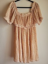 Womens NWT Peach babydoll coquette smocked sheer wedding dress m dainty floral
