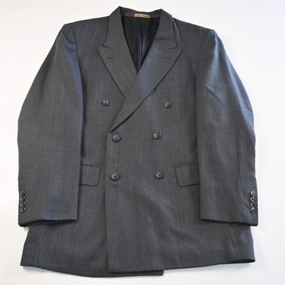 Vtg Cellini 42R Gray Tweed Double Breasted Mens Blazer Suit Jacket Sport Coat