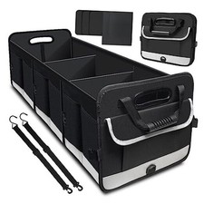 Trunk Organizer for Car, 95L Large Capacity Storage with Non-Slip Black Gray