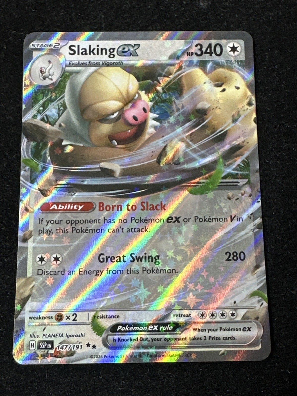 Slaking EX 147/191 Full Art NM/M Surging Sparks Pokemon Card