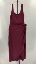 Quince Women Tencel Jersey Side Tie Midi Dress Wine Basic Sleeveless M