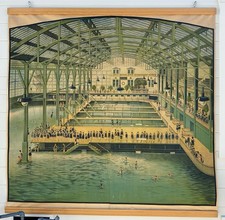 Antique 1896 ORIGINAL 80x78 Inch Sutro Baths San Francisco Lithograph Poster