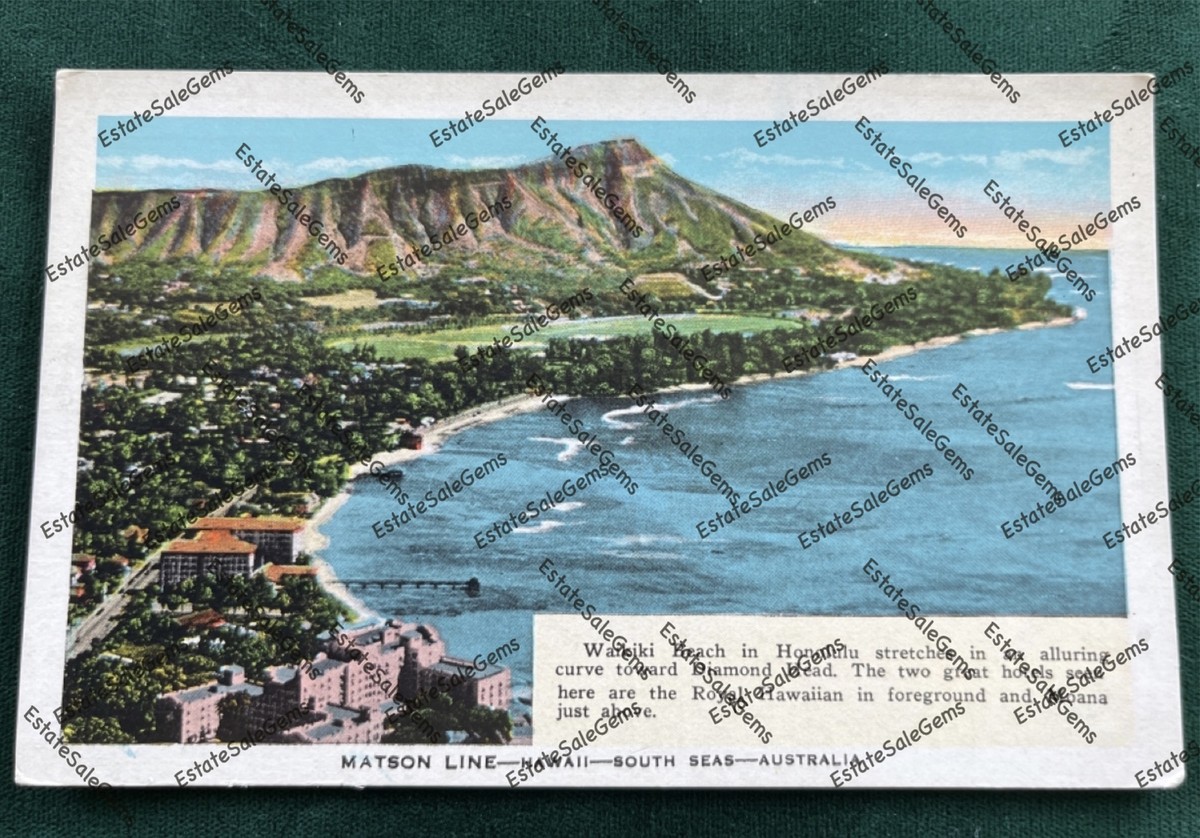 Vintage Postcard SS Malolo flagship of Matson Line Hawaii Diamond