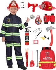 Costume pompiere vigile del fuoco bambini ragazzi uniforme accessori halloween