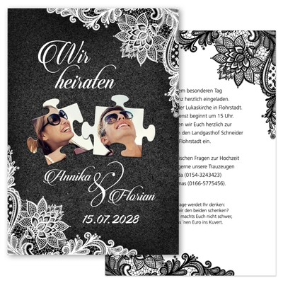 Wedding Supplies Einladungskarte Hochzeit Save The Date Dankeskarte Spitze Puzzle 2 Invitations Stationery 
