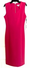 CALVIN KLEIN SCUBA S/LESS SHEATH DRESS, PINK CERISE, SIZE 6 NWT
