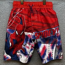 Spider-Man Swim Trunks Board Shorts Size M Boys Inner Pocket Lining Bathing Suit