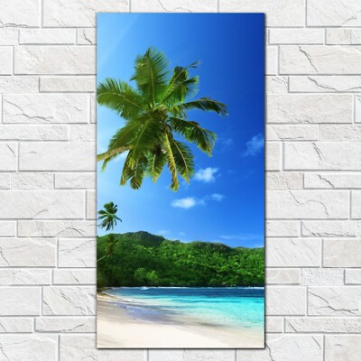 Wandbilder Glasbild Strand im auf der Insel Mahe den Seychellen 50x100