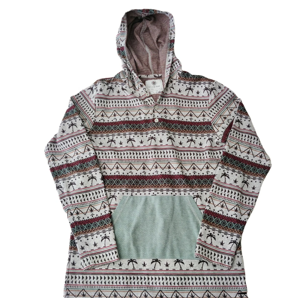 On the Byas Southwestern Aztec Pattern Pullover Hoodie Sweatshirt Tribal  Men M