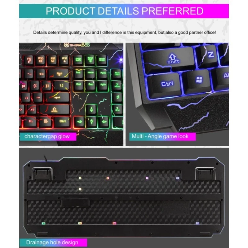 Gaming Keyboard And Mouse Set RGB Multicolour Backlit Keyboard for PC Laptop - Image 4 of 4