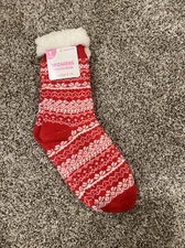 Old East Main Women’s Sweater Socks 1 Pair (Red) with Grippers- Size 4-11- NEW