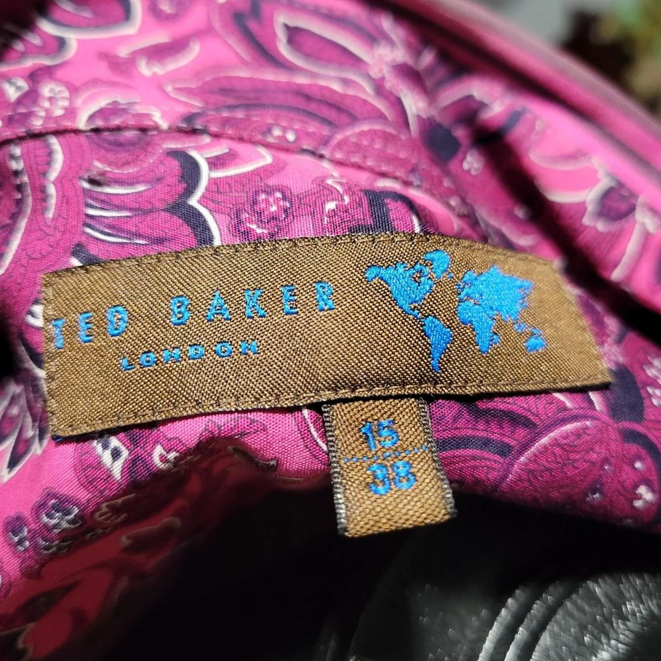 Camisa Ted Baker con cuello abotonado para hombre talla 15/38 con puños abatibles muñecas Foto 3 de 4