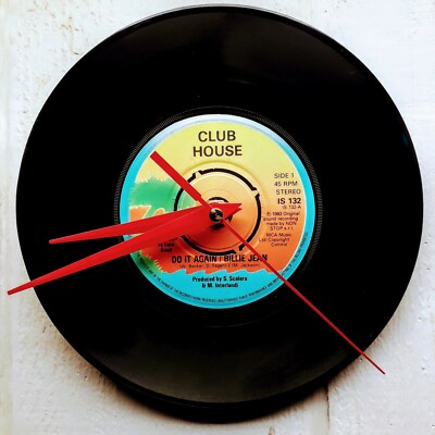 7'' VINYL UHR aufgebaut auf einer 45er oder Single, Musik aus der 80er Schallplatte. 