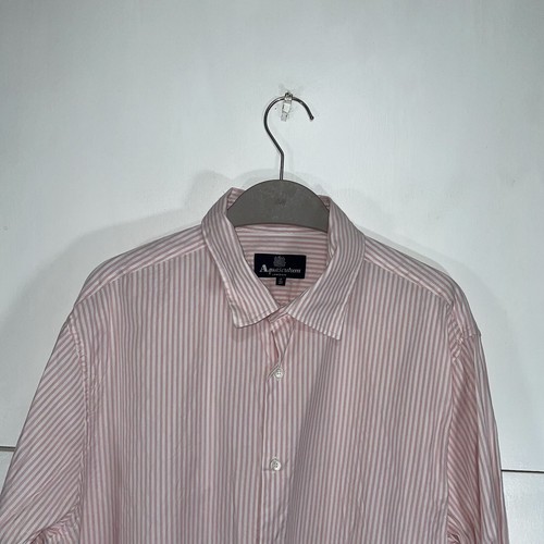 Aquascutum London Shirt Pink White Stripe Long Sleeve Double Cuff 17” 43cm - Picture 4 of 7