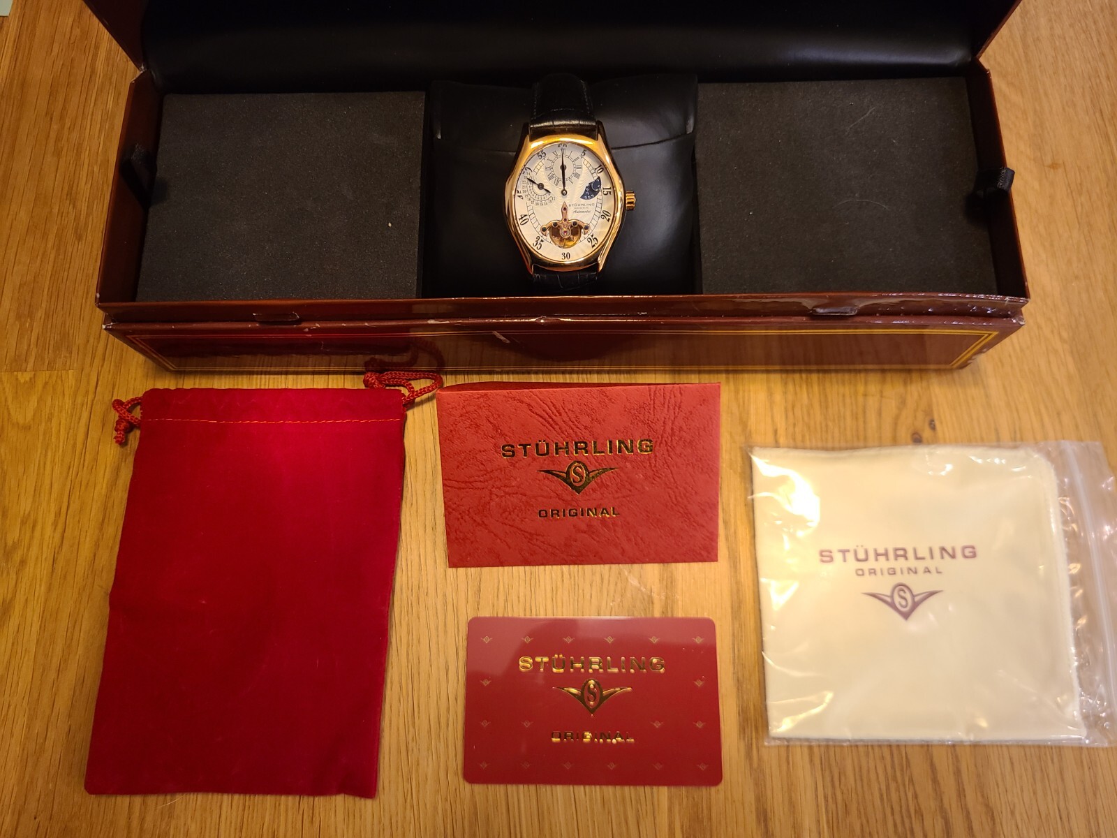 Stuhrling Moonphase Automatic Gold Stainless Stee… - image 1