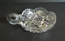 AMERICAN BRILLIANT PERIOD (ABP) CUT GLASS "NAPPY" DISH, STARBURST & FANS 