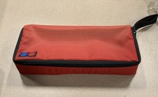 Red Nylon 15 Cassette Tape Carrying Case Padded vintage With Zipper