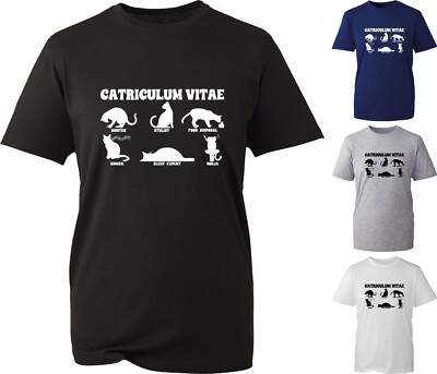 Lustiges T-Shirt Catriculum Vitae Katzenliebhaber Ninja Katze Kinder Cartoons Geburtstag Top