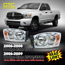 For 2006-2008 Dodge Ram Headlights Replacement Headlamp Chrome Clear Assembly