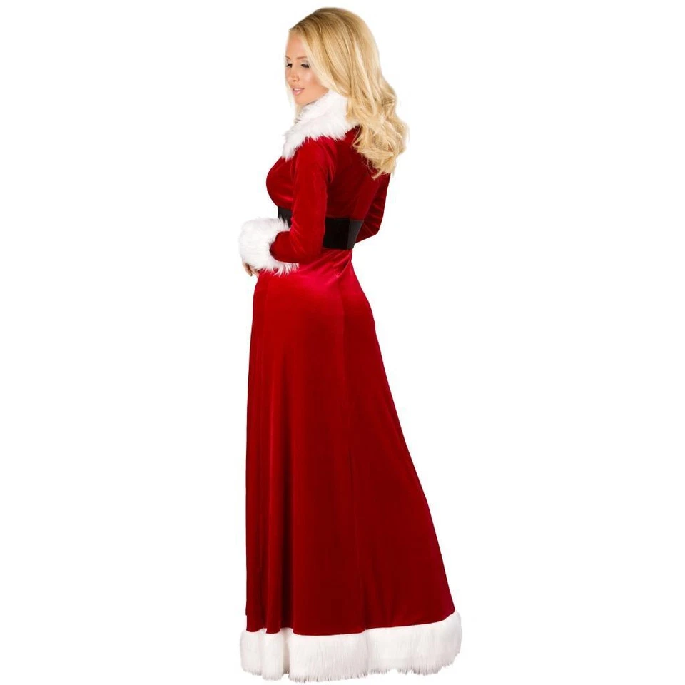 Disfraz de Santa Señora Claus Bata de Terciopelo Chaqueta Pantalones Cortos Conjunto de Cinturón Ayudante de Vacaciones C170 Foto 4 de 4