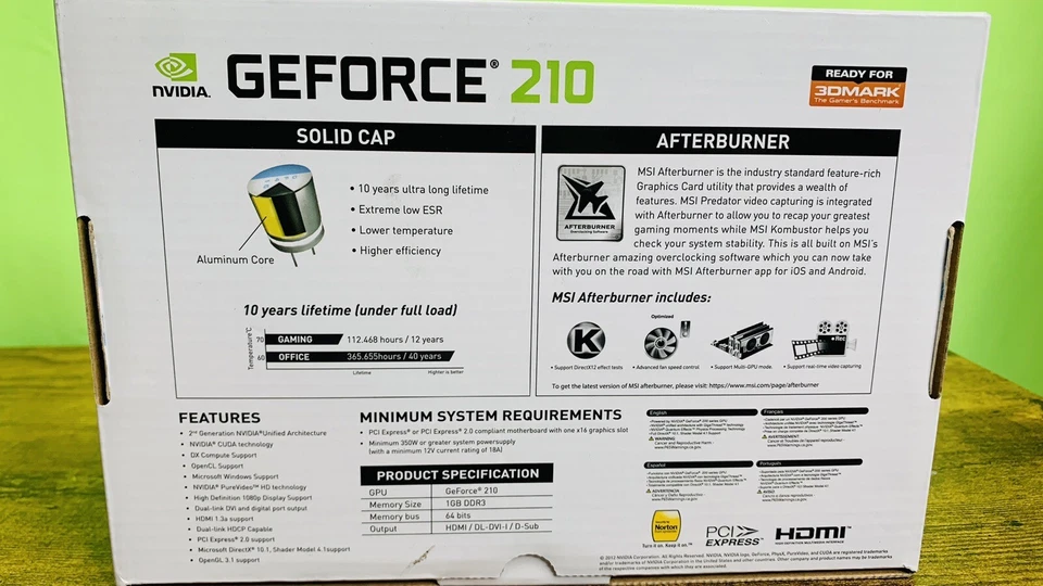 MSI GeForce 210 1024 MB DDR3 PCI-Express 2.0 Graphics Card - Image 2 of 2