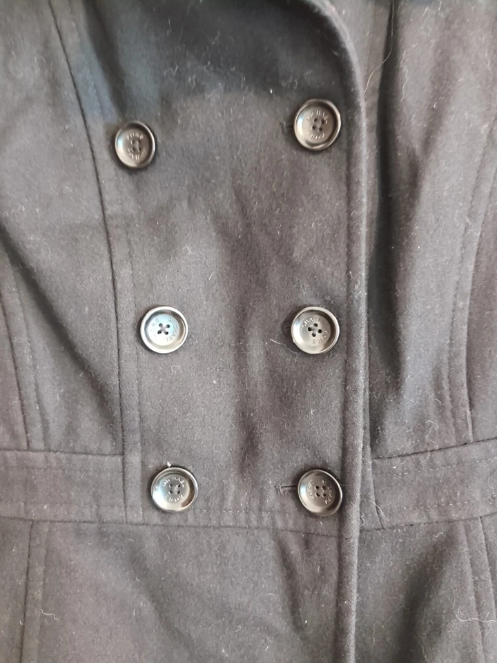 Women's S Michael Kors Black Button Pea Coat - Image 4 of 4