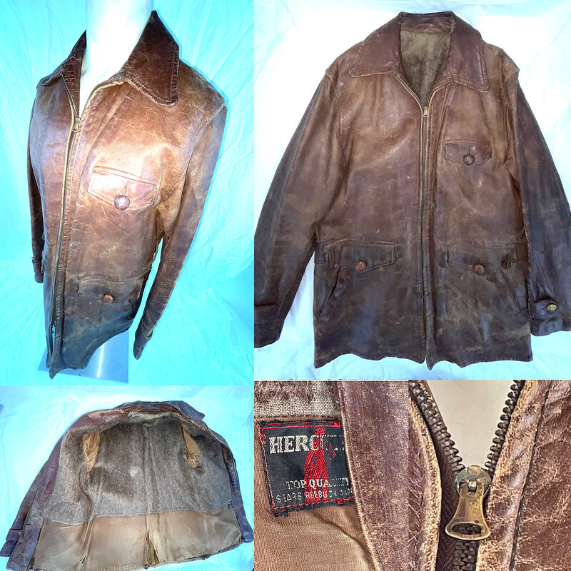 【40s】 HERCULES riders jacket 1940s Hercules Motorcycle Jacket D Pocket: Ballyhoovintage.com