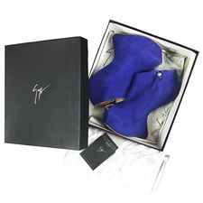 Giuseppe Zanotti Jem Curved Peep Toe Platform Wedge Prpl Suede Leather IT 38 7.5