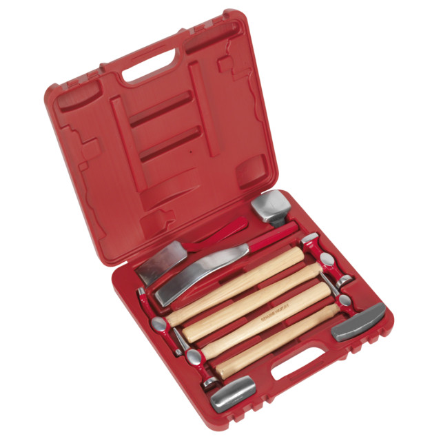 Sealey CB58 Panel Body Beating Set Drop Forged Dolly Hickory Shaft Hammer
